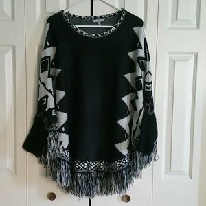 Sweater Knit Sleeved Poncho